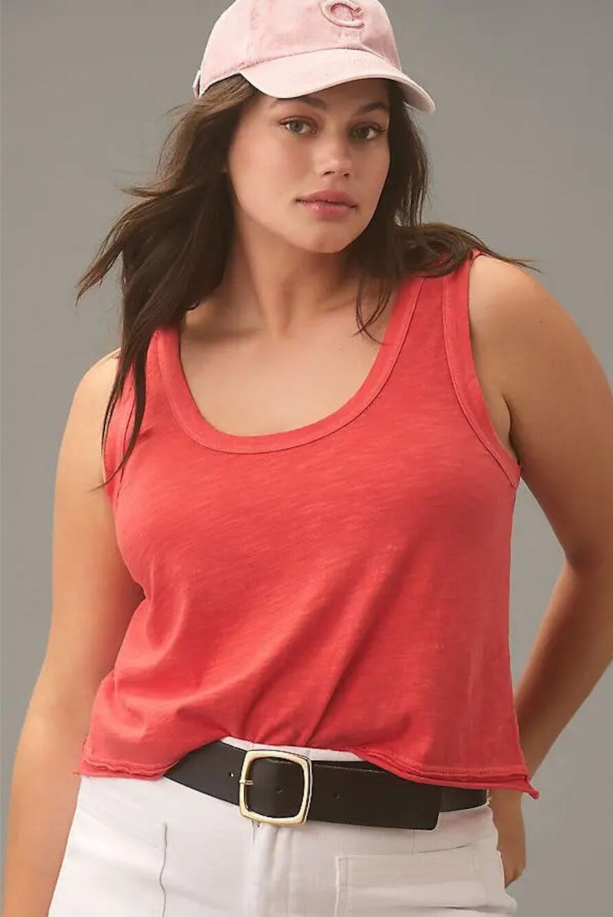 Pilcro Anthropologie Kacey Cotton Slub Crop Tank Top Size Large NWT